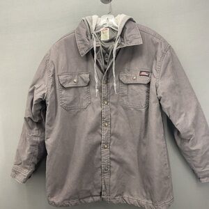 Dickies men’s XL Water Repellent Hooded Duck Canvas Quilted Shirt Jacket Gray